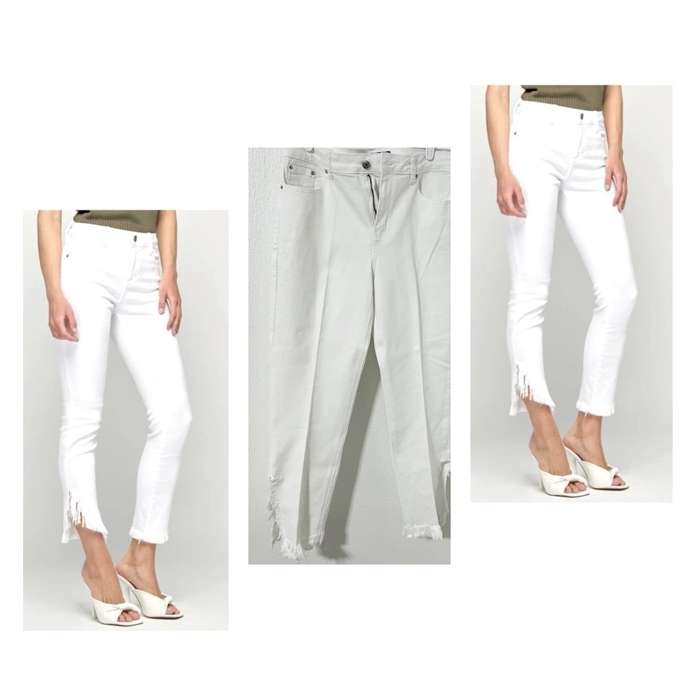 Earl Raw Frayed Hem Women’s Jeans White Size 14 EUC Business Casual, Going Out